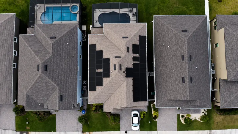 Florida residential solar project overhead view